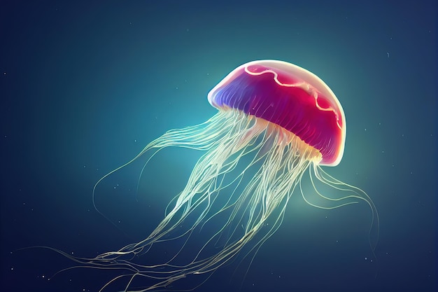 Jellyfish animal Portrait of jellyfish Digital art style illustration painting