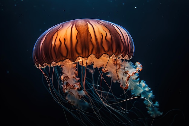 A jellyfish is seen in the water.