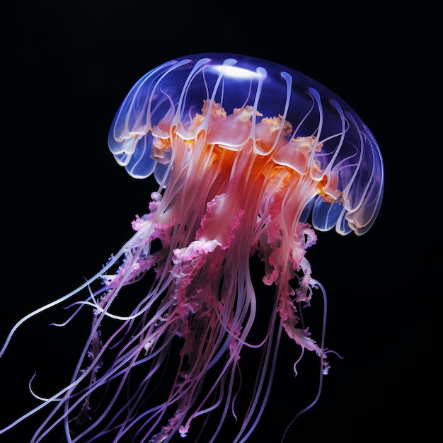 Jellyfish isolated on black background Jellyfish is a species of jellyfish