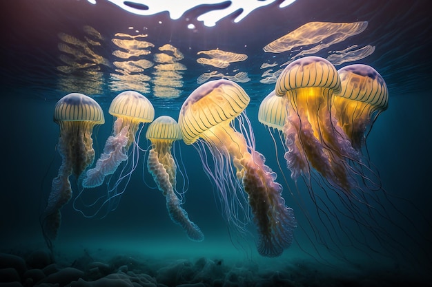 Jellyfish swimming in the ocean