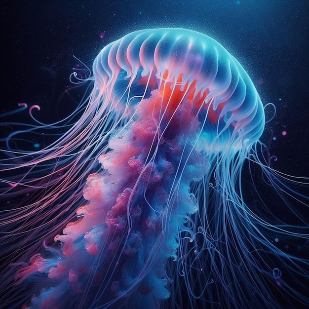 jellyfish underwater Close Up View AI Generated Art