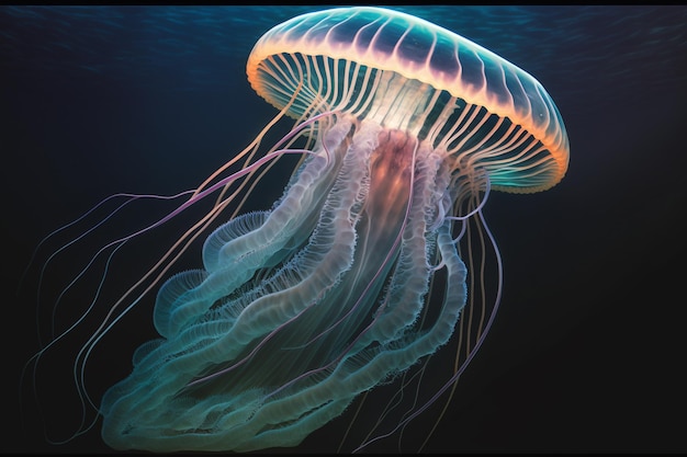 jellyfish in the water with a black background generative ai