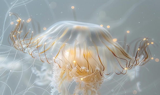 Photo a jellyfish with a white head and yellow eyes