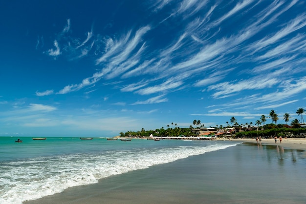 Jericoacoara beach State of Ceara Brazil  View of the beach with beautiful cirrus clouds formation