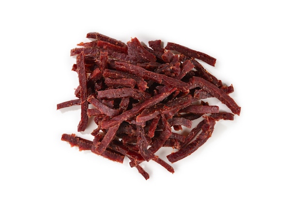 Jerky beef stick isolated on white