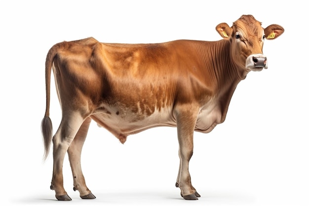 Jersey cow on white background created with generative AI