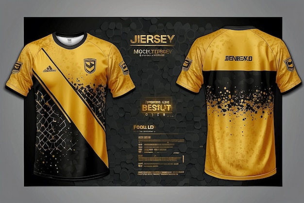 Photo jersey mockup template t shirt design abstract gold texture grunge pattern design for jersey soccer