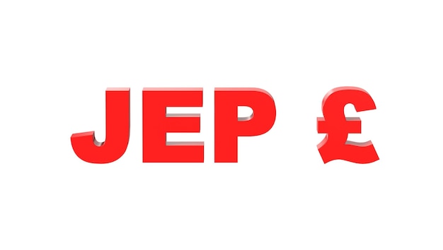 Jersey pound currency symbol of Jersey in Red 3d rendering 3d illustration