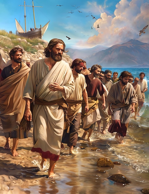 Jesus calling disciples christian photo illustration