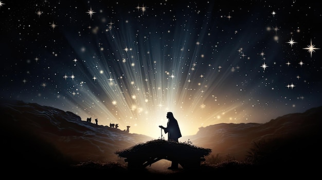 Jesus Christ s manger is graced by a shining star during Christmas