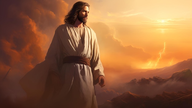 Jesus Christ in a Spiritual Composition Jesus Christ spiritual stock photography