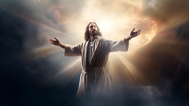 Jesus Christ in a Spiritual Composition Jesus Christ spiritual stock photography