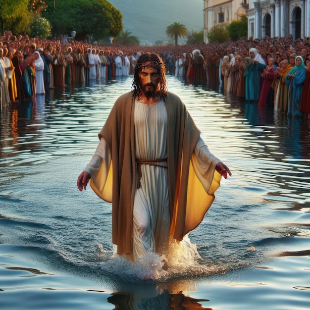 jesus christ walking on water