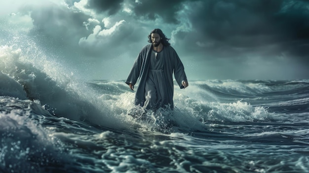 Jesus Christ walking on the water