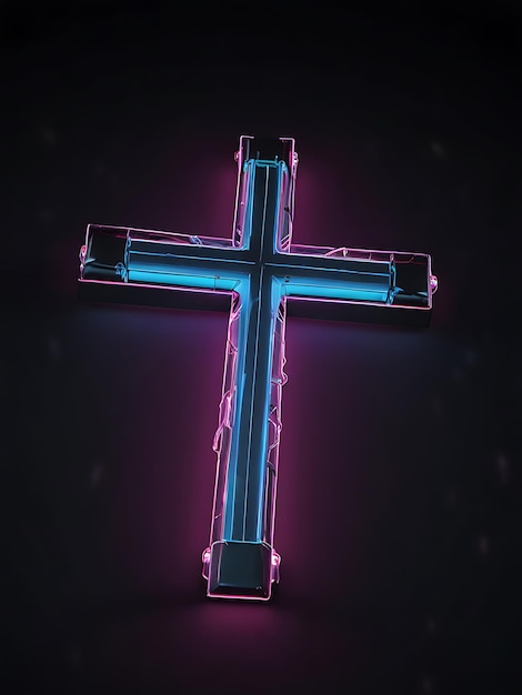 Jesus cross in neon light