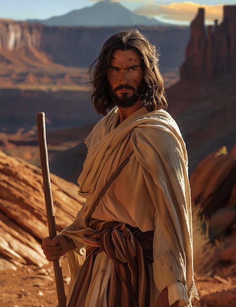 Jesus in a desert christian photo illustration