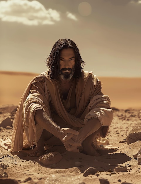 Jesus in a desert christian photo illustration