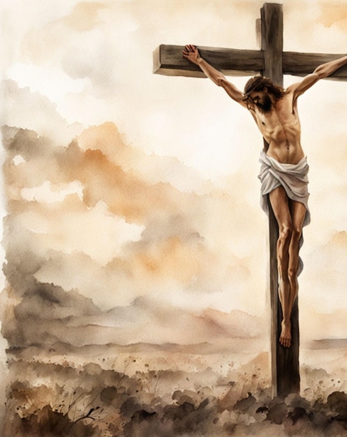 Jesus dies on the Cross The Crucifixion and Death of Jesus Digital watercolor painting