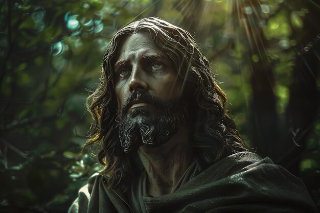 Jesus in a forest christian photo