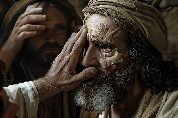 Jesus healing blind man christian photo