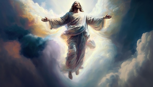 Jesus is coming open the sky on ascension day image generative AI