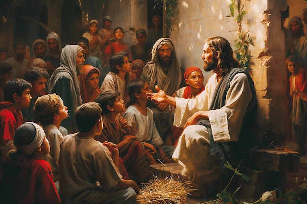 Jesus making speach to his followers