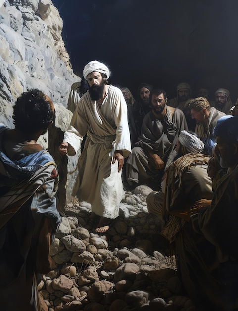 Jesus raising Lazarus christian photo illustration