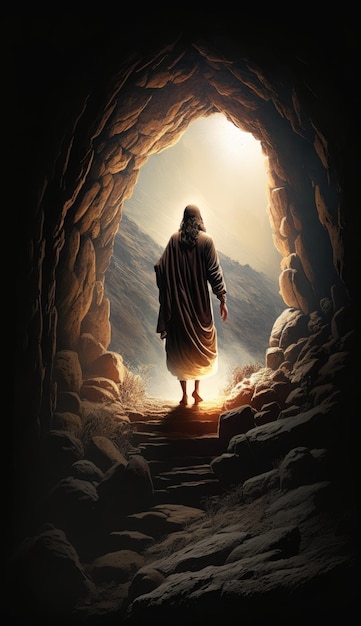 Jesus Rises from the Cave AI Generative