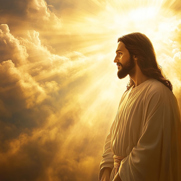 Jesus Standing in a Serene Otherworldly Light