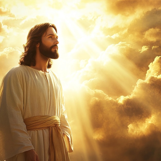 Jesus Standing in a Serene Otherworldly Light