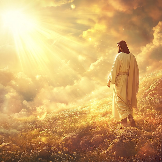 Jesus Standing in a Serene Otherworldly Light