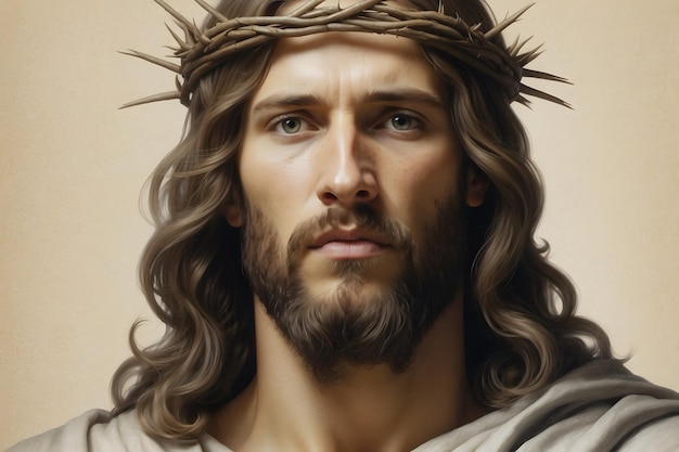 Jesus wearing a crown of thorns