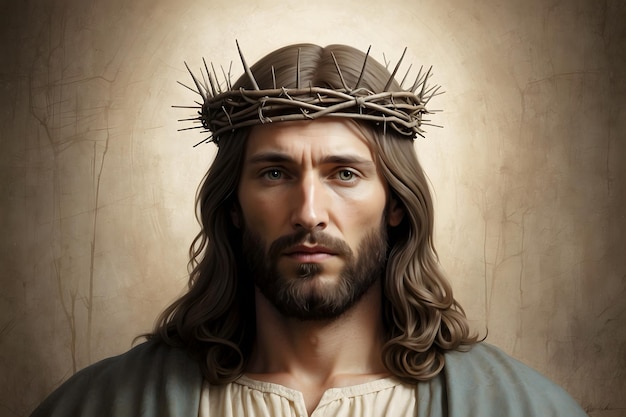 Jesus wearing a crown of thorns