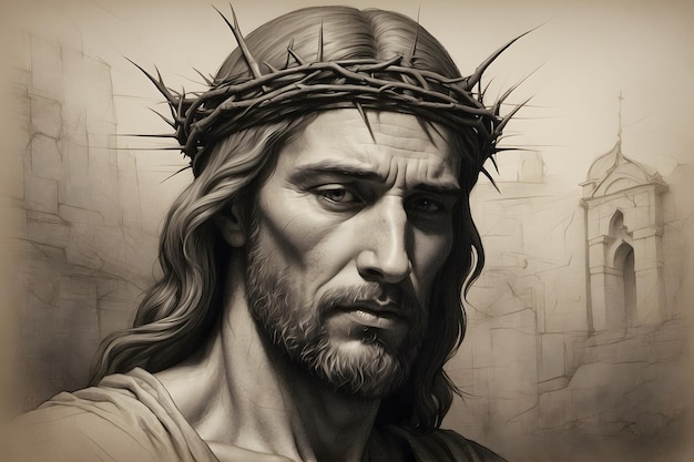 Jesus wearing a crown of thorns