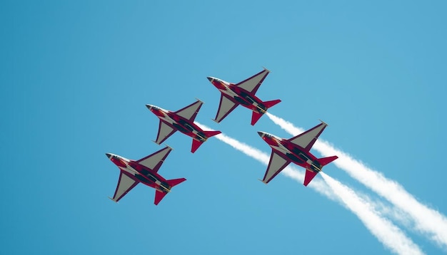 Photo jet fighters performing aerial maneuvers