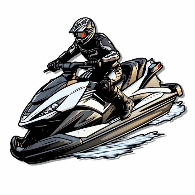 Jet ski sticker white background black outline