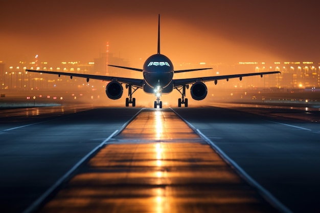 Jetliner on Airport Runway