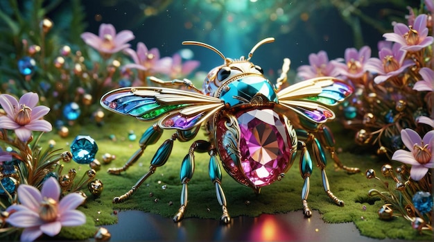 JewelEncrusted Mechanical Bee with Gemstones