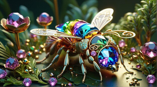 JewelEncrusted Mechanical Bee with Gemstones