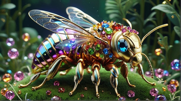 JewelEncrusted Mechanical Bee with Gemstones