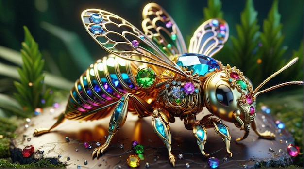 JewelEncrusted Mechanical Bee with Gemstones