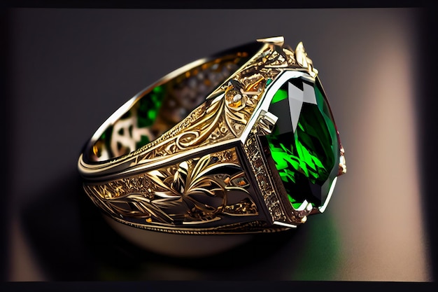 Jewelry gold with green emerald luxury accessories Generative AIxA