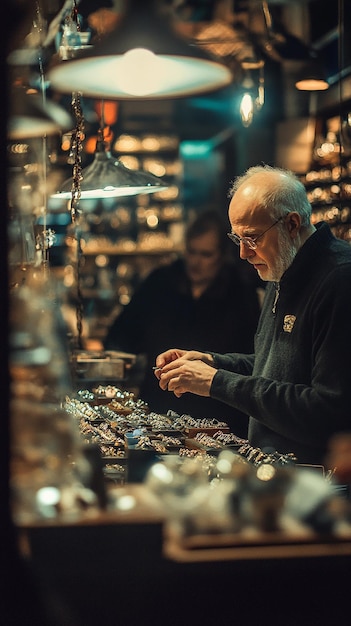 Jewelry Salesman Assisting a Customer