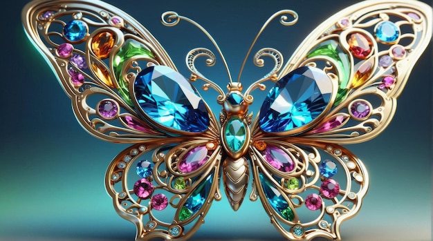 JewelStudded Butterfly with Colorful Wings