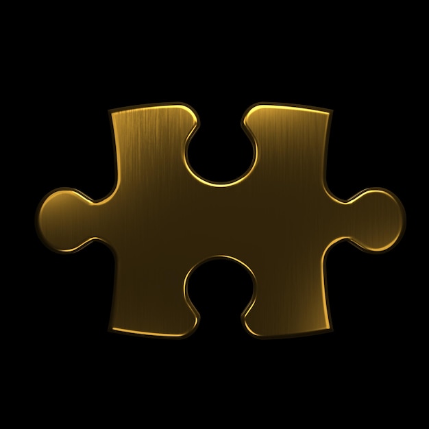 Photo jigsaw puzzle gold 3d icon rendering illustration