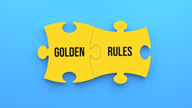 Jigsaw puzzle and golden rules concept.