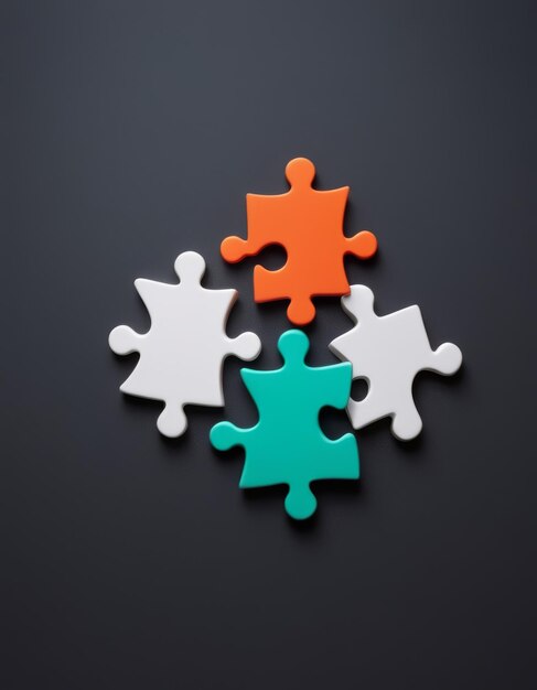 Photo jigsaw puzzle symbol of teamwork business hand connecting partner brainstorming background banner 3d