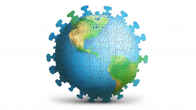 Photo jigsaw puzzle with pieces forming a globe an illustration of jigsaw puzzle pieces arranged