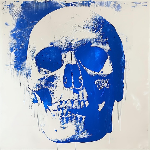 Photo jimmy turrell style skull in risograph print portrait