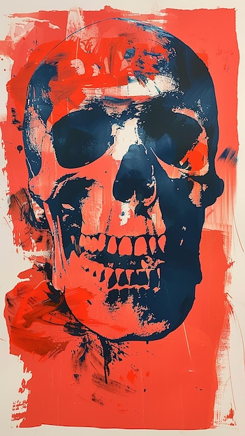 Photo jimmy turrell style skull in risograph print portrait